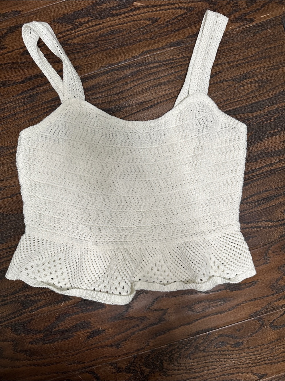 House of Harlow 1960 Cream Crochet Peplum Crop Top